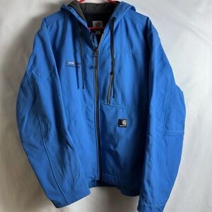 Carhartt Soft Shell Water Resistant Jacket Hood J251 Mens L Dow Mei 7 Million Bl